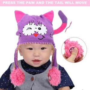 Source Unknown Purple and Pink Cat Ear Hat